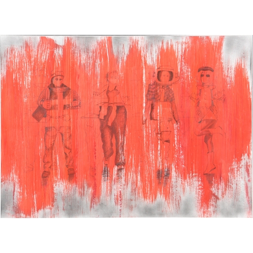 659 - J. Ross (British, late 20th century), "Misfits", two mixed media works on paper apparently... 