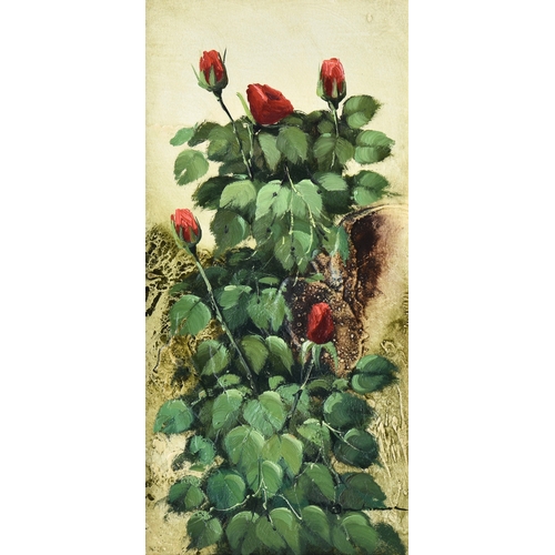 661 - Bonhome (French, 20th century), Still life of red roses, mixed media on board, signed lower right an... 