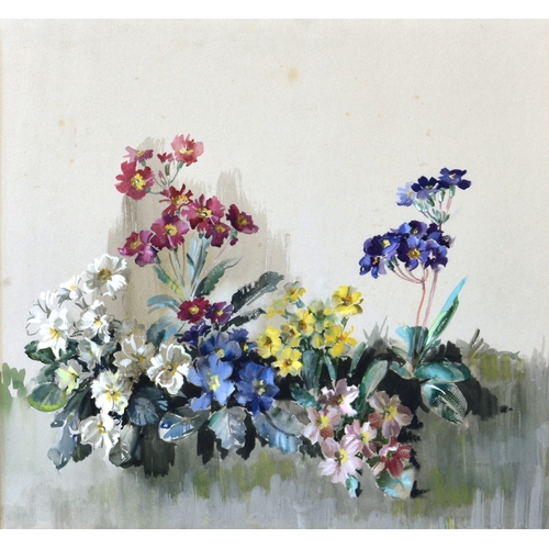 669 - Barbara Crowe, RI (British, b. 1942), "Polyanthus", watercolour on tinted paper, signed lo... 