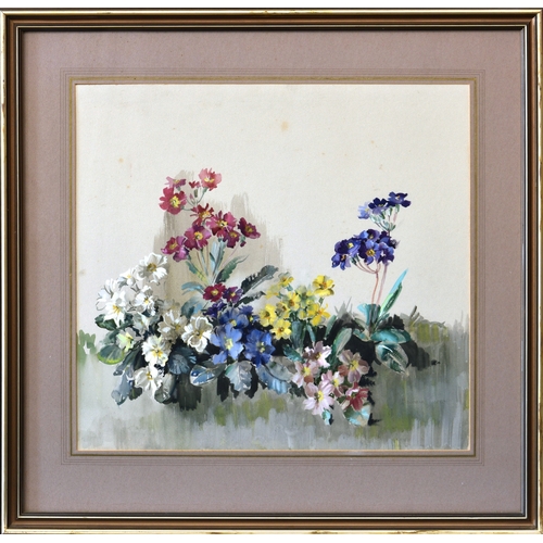 669 - Barbara Crowe, RI (British, b. 1942), "Polyanthus", watercolour on tinted paper, signed lo... 