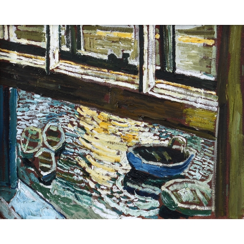 670 - John Randall Bratby RA (British, 1928-1992), Boats and Belt of Broken Sunshine, oil on canvas, sig... 