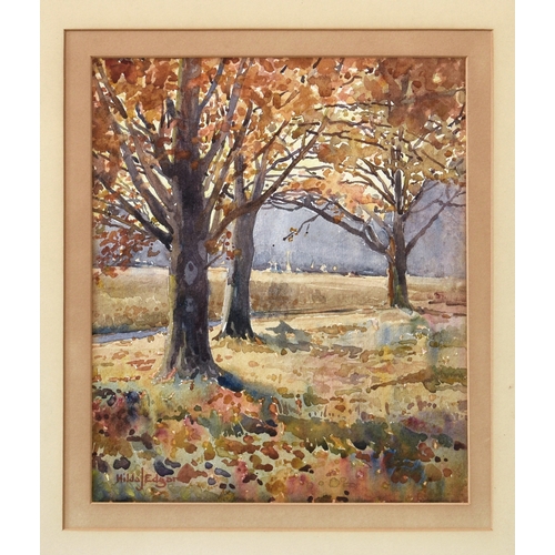 677 - Hilda J. Edgar (New Zealander, 1890-1966), In Hagley Park, Christchurch, New Zealand, watercolour,... 