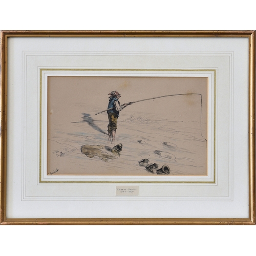 695 - Ernest Henry Griset (1844-1907), Fishing, a pair, pen & ink and watercolour, signed in ink lower lef... 