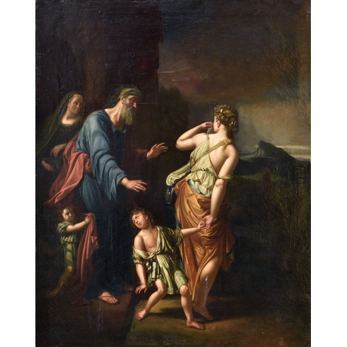 718 - After Adrien van der Werff (Dutch, 1659-1722), The banishment of Hagar and Ishmael, oil on canvas, r... 