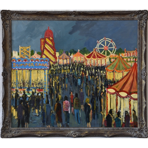 733 - Michael Quirke (British, b.1946), 'Hampstead Fair', oil on canvas, signed with initials lower right,... 