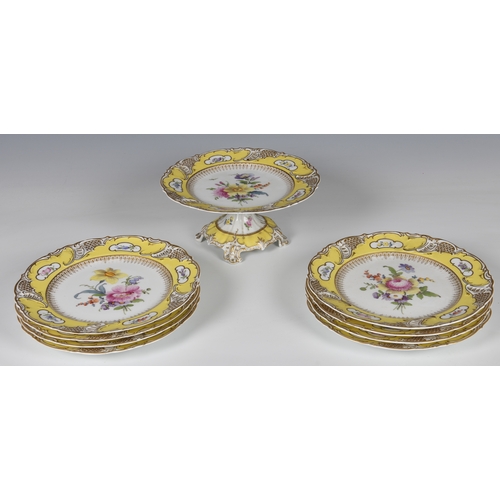 74 - A Nymphenburg hand painted porcelain part dessert service, late 19th century, underglaze blue factor... 