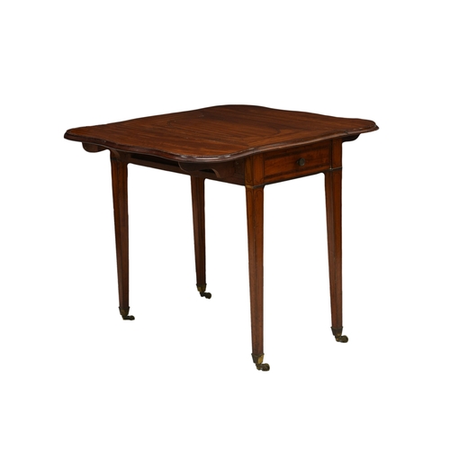 776 - A mid 19th century mahogany and rosewood crossbanded serpentine Pembroke table, inlaid thumb moulded... 