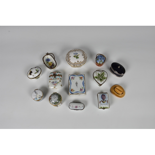 96 - A collection of porcelain and enamel boxes including Limoges, second half 20th century, including tw... 