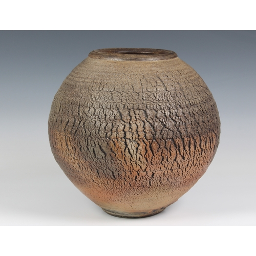 98 - A stoneware studio vase by Sung Yo Hang, from the pottery centre of La Borne in France, of broad, ov... 