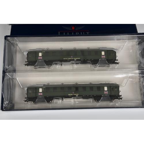 140 - Liliput by Bachmann HO Gauge British Army Coaching Stock four boxed coach packs each with two coache... 