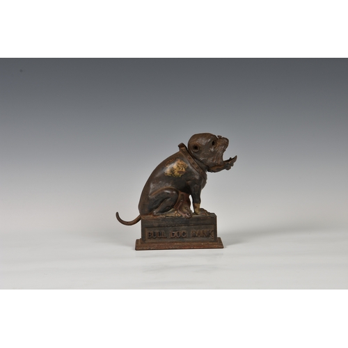 170 - A Victorian cast iron Bull Dog Bank mechanical money bank attributed to J. & E. Stevens Co., Connect... 