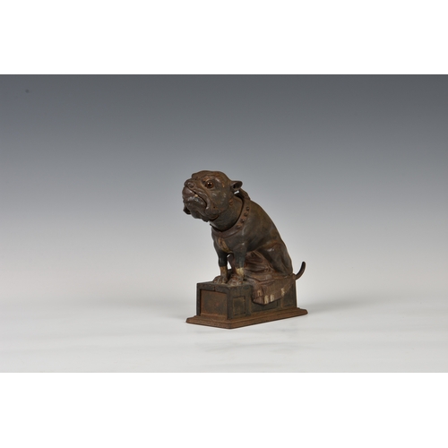 170 - A Victorian cast iron Bull Dog Bank mechanical money bank attributed to J. & E. Stevens Co., Connect... 