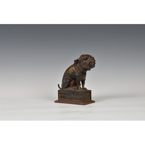 170 - A Victorian cast iron Bull Dog Bank mechanical money bank attributed to J. & E. Stevens Co., Connect... 