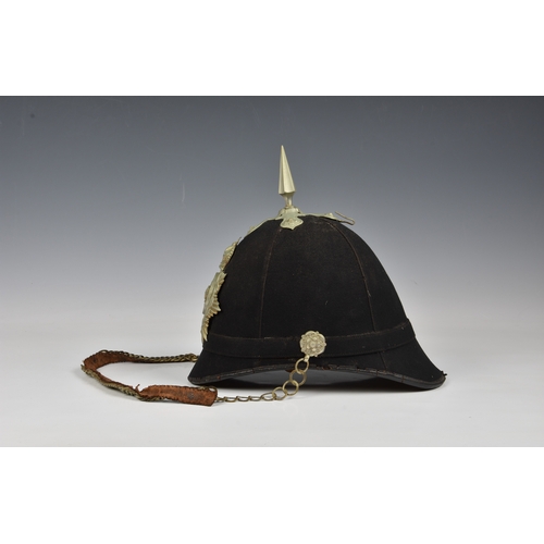 2 - A Sherwood Foresters Derbyshire 2nd Volunteer Battalion other ranks spiked blue cloth helmet early 2... 