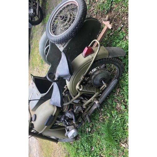 25 - Barn find - A 1960s Soviet era motorcycle and sidecar  - Neval / Ural / or similar partly restored a... 