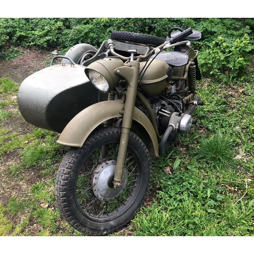 25 - Barn find - A 1960s Soviet era motorcycle and sidecar  - Neval / Ural / or similar partly restored a... 