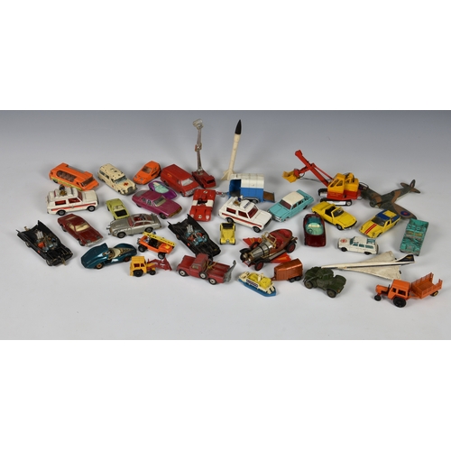 54 - A large collection of vintage playworn loose Dinky and Corgi die-cast vehicles of various series com... 