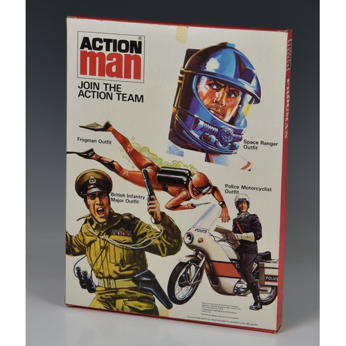 59 - An original Palitoy Action Man carded / boxed Frogman outfit comprising orange wet suit, face mask, ... 