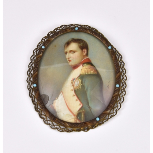 925 - After Hippolyte-Paul Delaroche (French, 1797-1856)Miniature portrait of Napoleon I in his study, bea... 