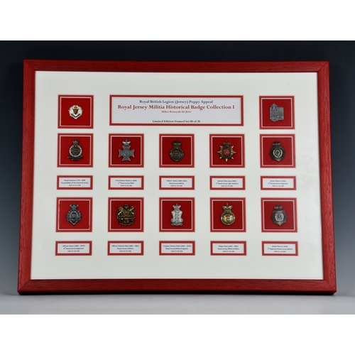 937 - Royal Jersey Militia interest - A framed limited edition 'Royal Jersey Militia Historical Badge Coll... 