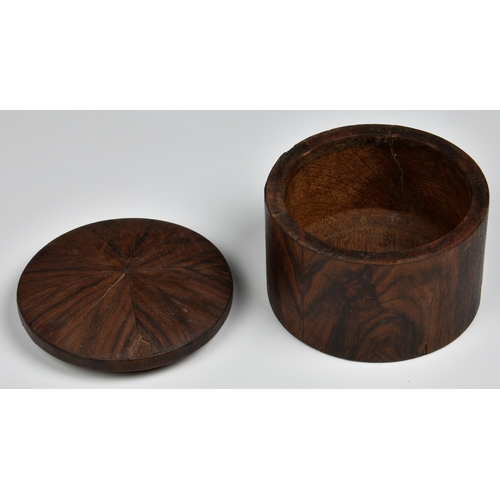 941 - An Alderney Concentration Camp Lager SYLT prisoner carved wooden circular box with cover the cylindr... 