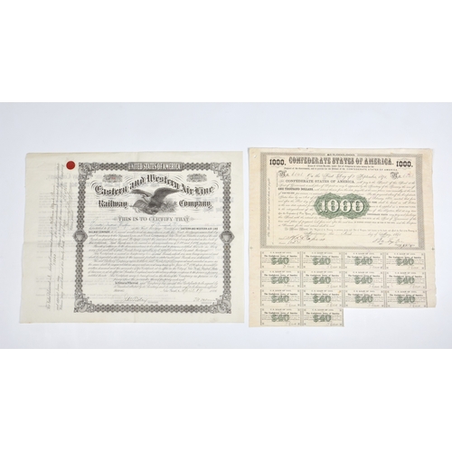 947 - A small collection of late 19th and early 20th century share and bond certificates including a Confe... 