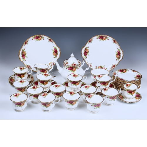 1210 - A Royal Albert Old Country Roses bone china tea service comprising a teapot, cream jug, sugar bowl, ... 