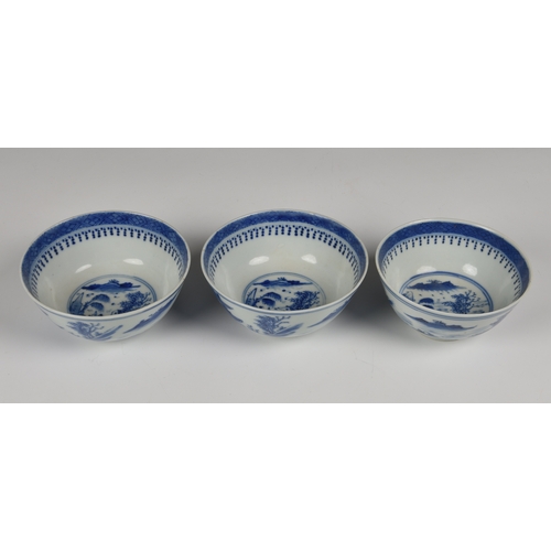 56 - A pair of small Chinese footed bowls,  plus one other, pair 4¾ in. (12.1cm.) diameter.