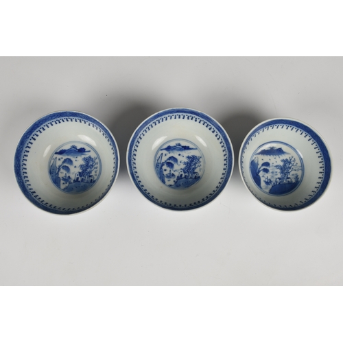 56 - A pair of small Chinese footed bowls,  plus one other, pair 4¾ in. (12.1cm.) diameter.