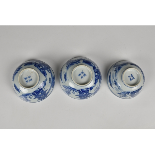 56 - A pair of small Chinese footed bowls,  plus one other, pair 4¾ in. (12.1cm.) diameter.