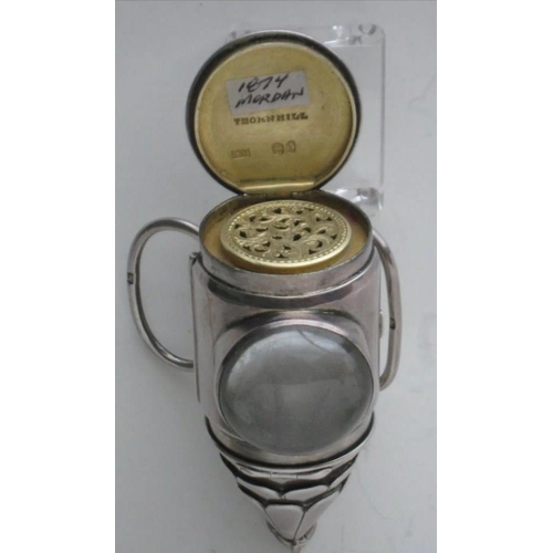 365 - A very rare Victorian novelty silver sewing etui combined with a vinaigrette to base  Sampson Mordan... 