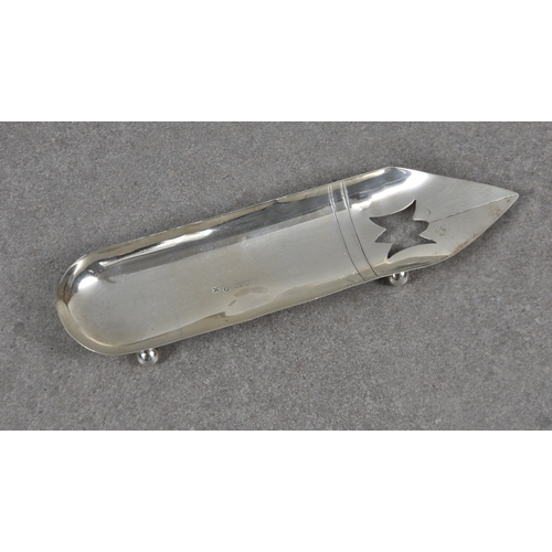 367 - A rare novelty Victorian pen tray modelled as a nib  James Deakin & Sons, Chester, 1890, of typical ... 