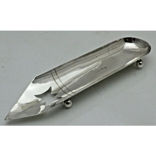 367 - A rare novelty Victorian pen tray modelled as a nib  James Deakin & Sons, Chester, 1890, of typical ... 