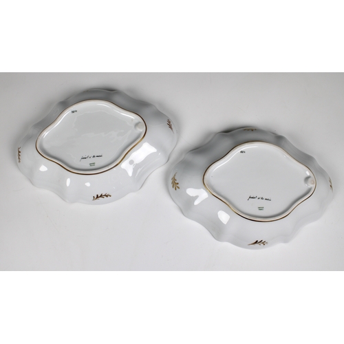 14 - A pair of Limoges serving dishes  with hand painted floral decoration and gilding, 11in. (27.9cm.) w... 