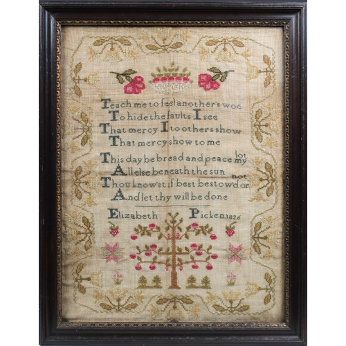 1119 - George IV sampler by Elizabeth Picken dated 1826, 18½ x 14½in. (47 x 36.8cm.).