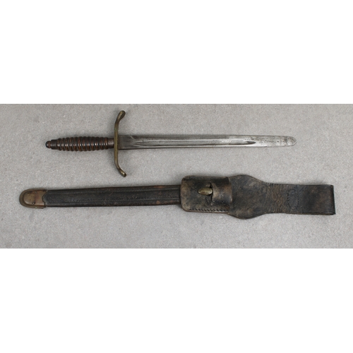 1133 - A WWI Italian trench knife made from an 1891 bayonet the 11 3/8in. steel blade, rounded off at tip, ... 