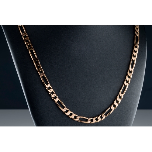 15 - A 9ct rose gold Figaro link chain approx 62cm long, total gross weight approx 36.4g