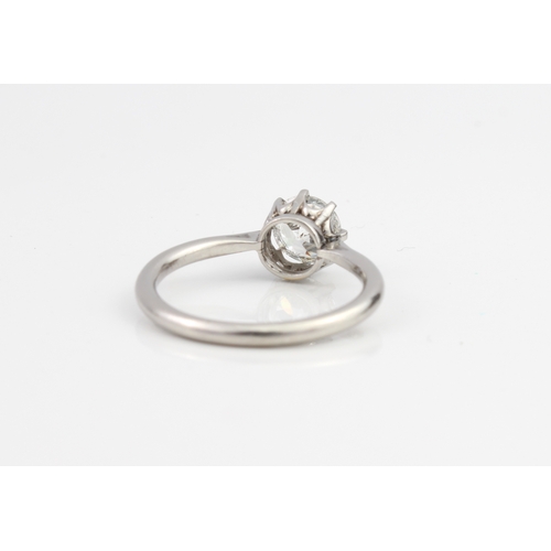 152 - A platinum and diamond single stone diamond solitaire ring the old brilliant cut diamond with cut cu... 