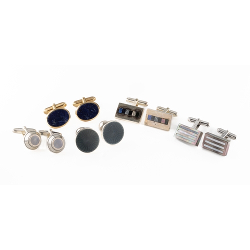 19 - A collection of assorted cufflinks including a pair of Mappin & Webb circular silver and engine turn... 