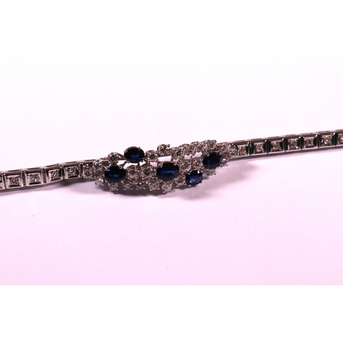 306 - A sapphire and diamond bracelet 18ct white gold set with brilliant cut white diamonds 2.35ct. approx... 