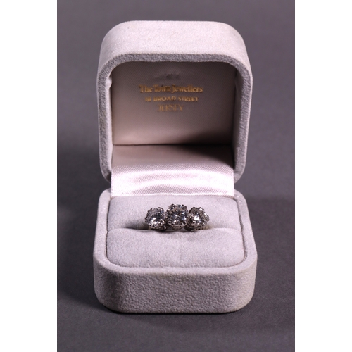 320 - A 3 stone diamond ring set in 18ct. white gold diamond weight 4.15ct approx.