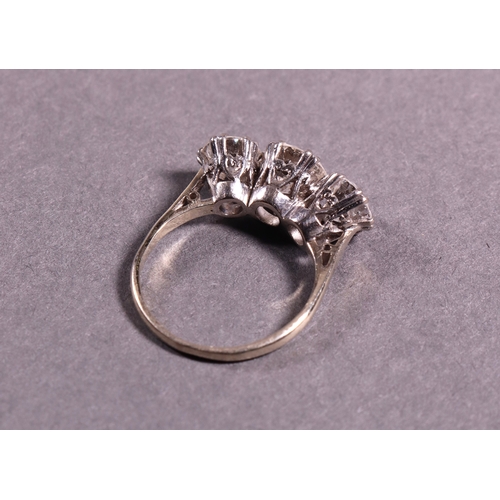 320 - A 3 stone diamond ring set in 18ct. white gold diamond weight 4.15ct approx.