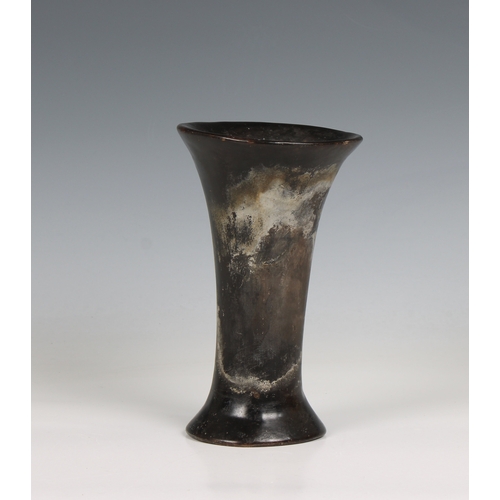 378 - A studio pottery trumpet vase 7½in. (19cm.) high.