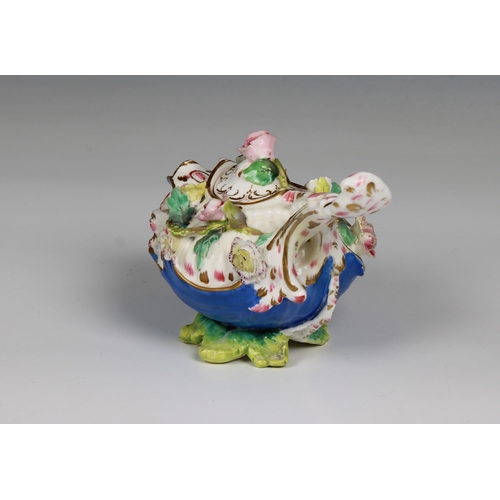 395 - A small 19th century Meissen style encrusted flower teapot and cover unmarked, the teapot rising fro... 