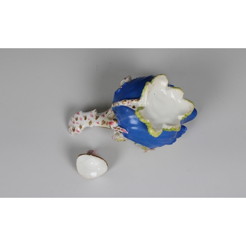 395 - A small 19th century Meissen style encrusted flower teapot and cover unmarked, the teapot rising fro... 