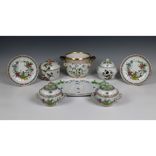 396 - A collection of Herend Hungarian porcelain comprising two covered two handled bowls & saucers 6¼in. ... 