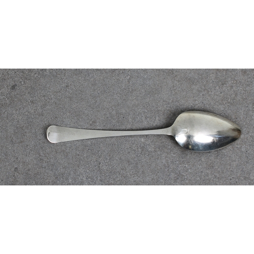 440 - A Channel Islands Old English pattern table spoon maker's mark JQ struck once (Jacques Quesnel I and... 