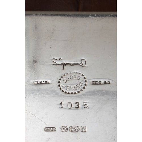 469 - Sigvard Bernadotte for Georg Jensen - a rare silver cigarette box London import marks for 1960, impr... 