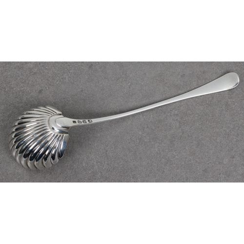 475 - A George III silver Old English pattern ladle Walter Tweedie, London, 1774, scallop shell bowl, orna... 