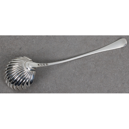 475 - A George III silver Old English pattern ladle Walter Tweedie, London, 1774, scallop shell bowl, orna... 